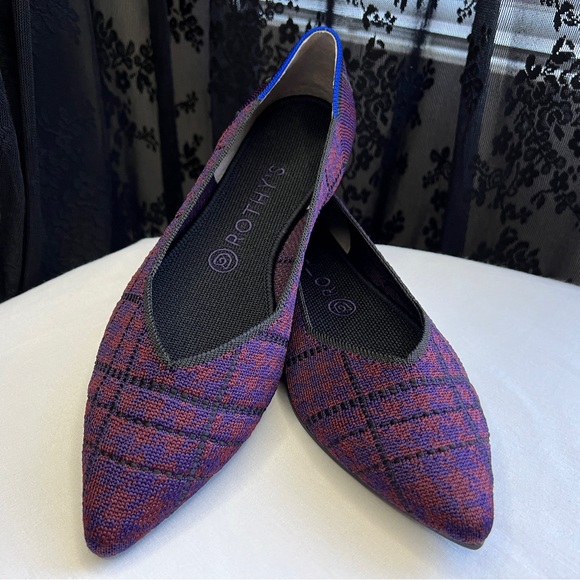 Rothy's Shoes - ROTHY’S: “The Point” in Cranberry Plaid, Size 9.5 NIB